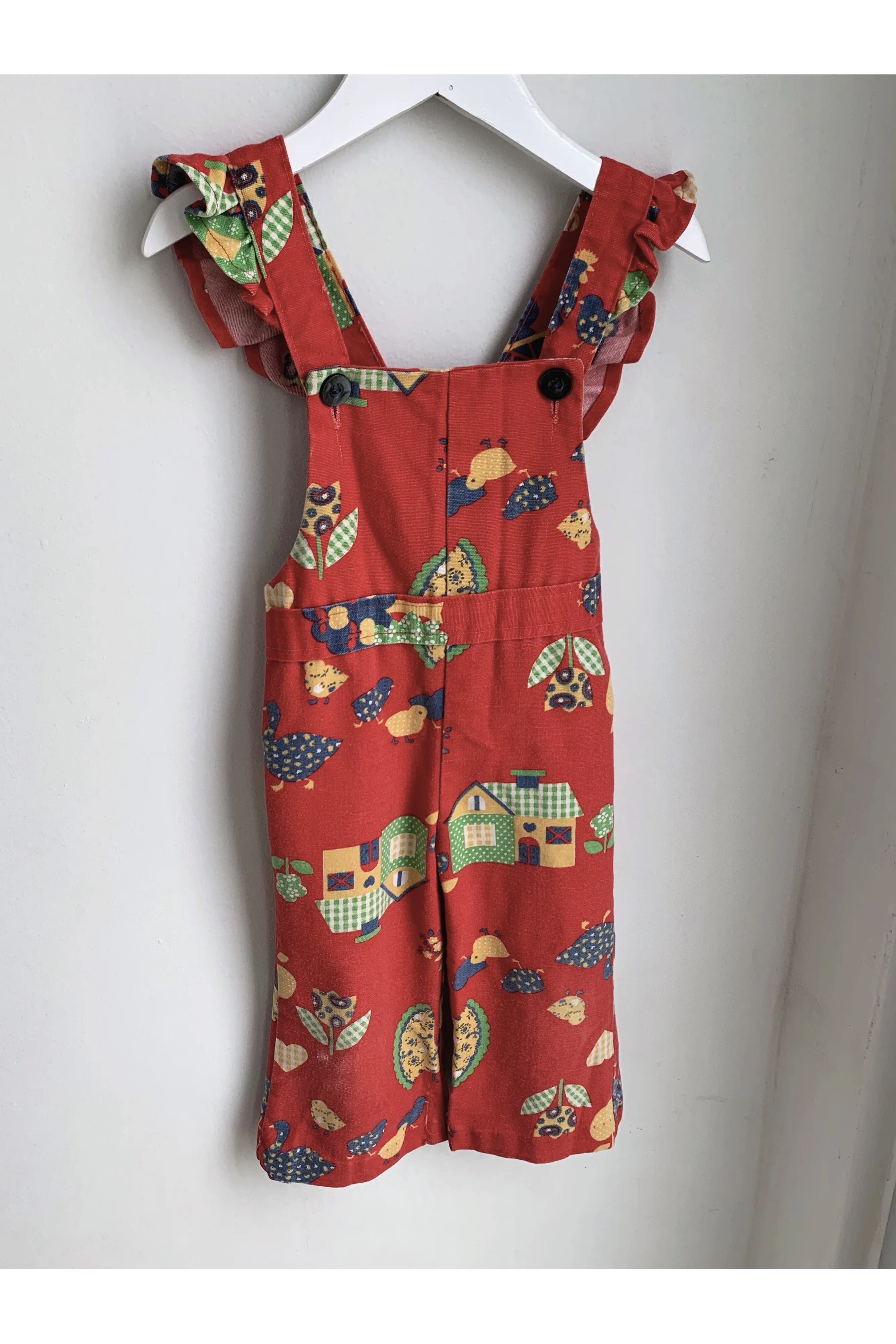 Vintage 70’s Flutter Strap Flared Overalls - Size 2T