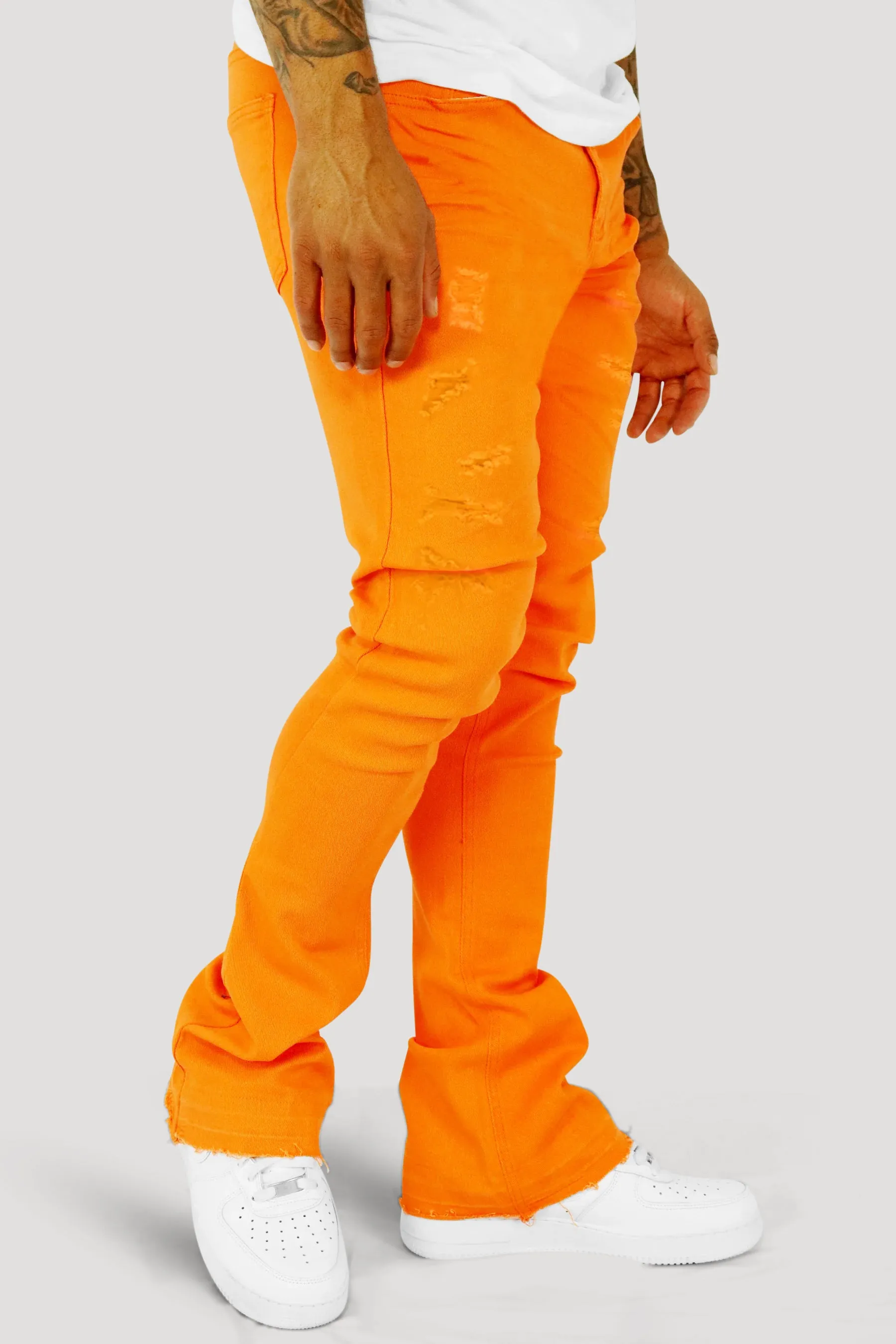 Vortex Ripped Stacked Denim (Orange)