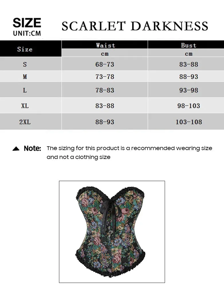 Women Victorian Sweetheart Collar Floral  Bustier Corset