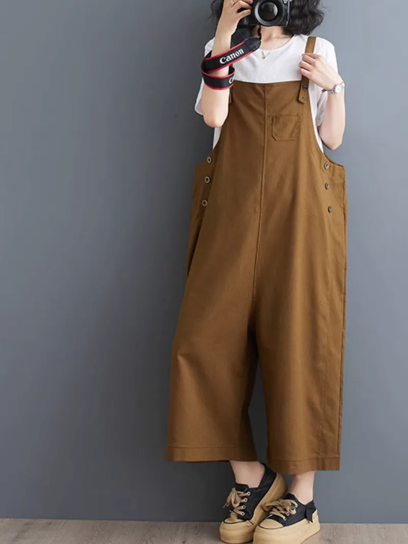 Women's Loose Casual Solid Color Overalls Dungarees