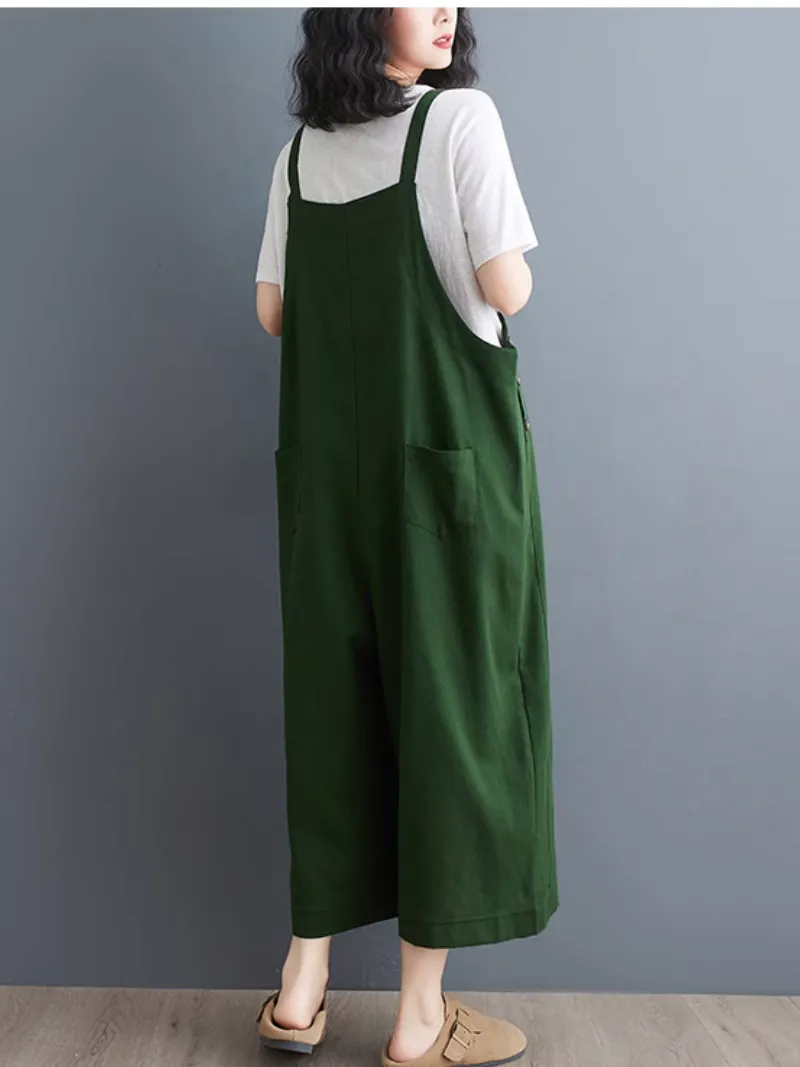 Women's Loose Casual Solid Color Overalls Dungarees