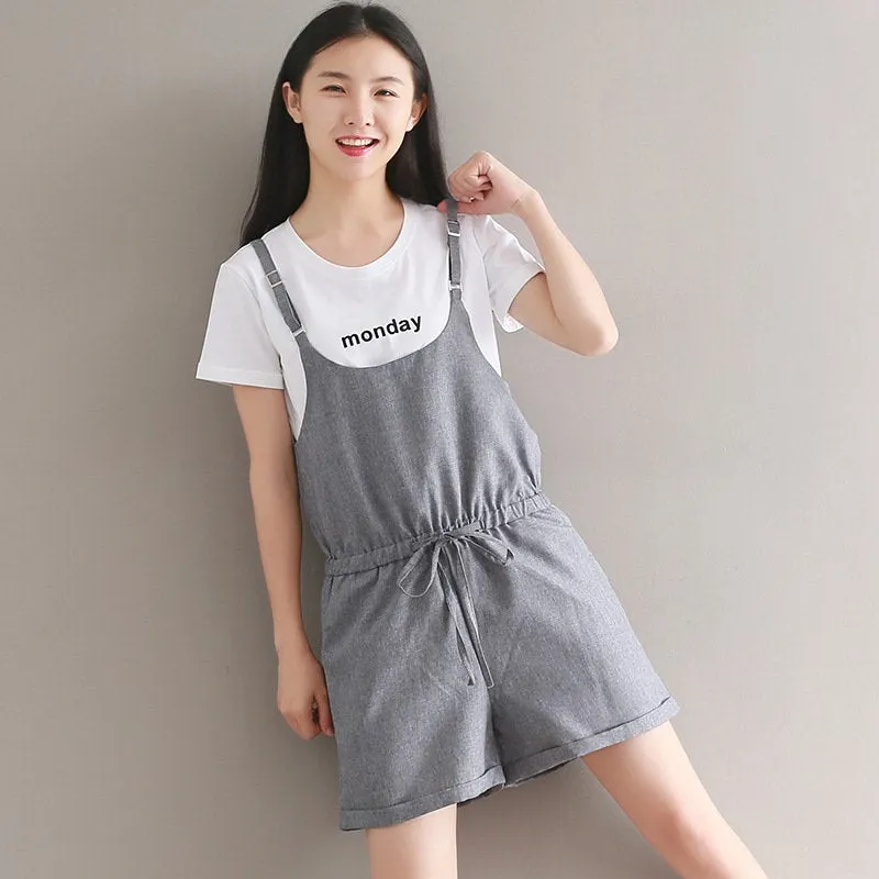 Womens Loose Fitting Minimalist Elegant Overalls With Pocket - Short Pants - Womans Casual Loose Overalls - Overalls For Women