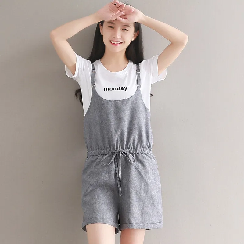 Womens Loose Fitting Minimalist Elegant Overalls With Pocket - Short Pants - Womans Casual Loose Overalls - Overalls For Women