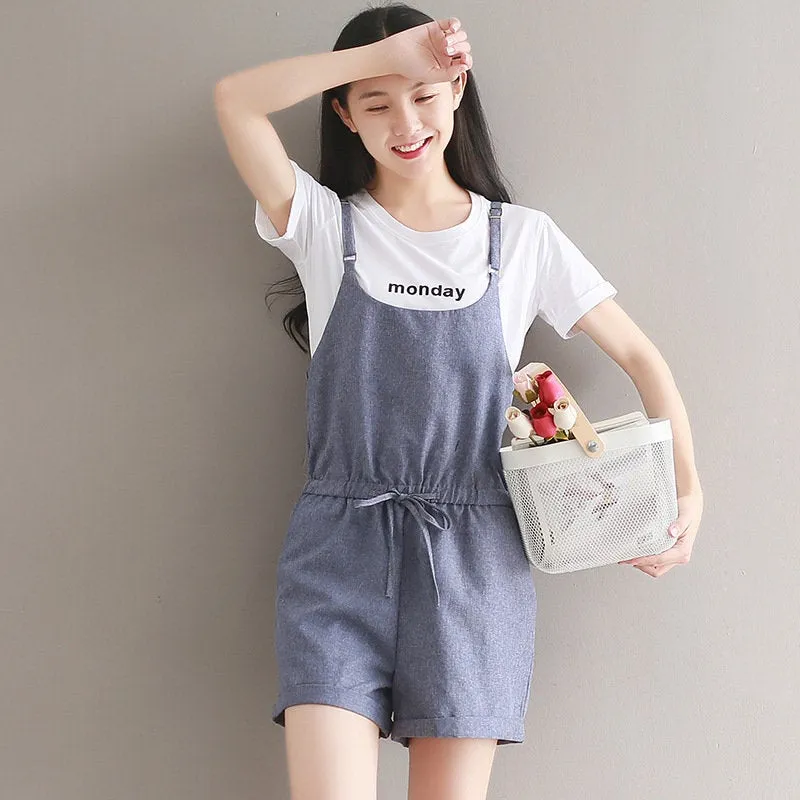 Womens Loose Fitting Minimalist Elegant Overalls With Pocket - Short Pants - Womans Casual Loose Overalls - Overalls For Women