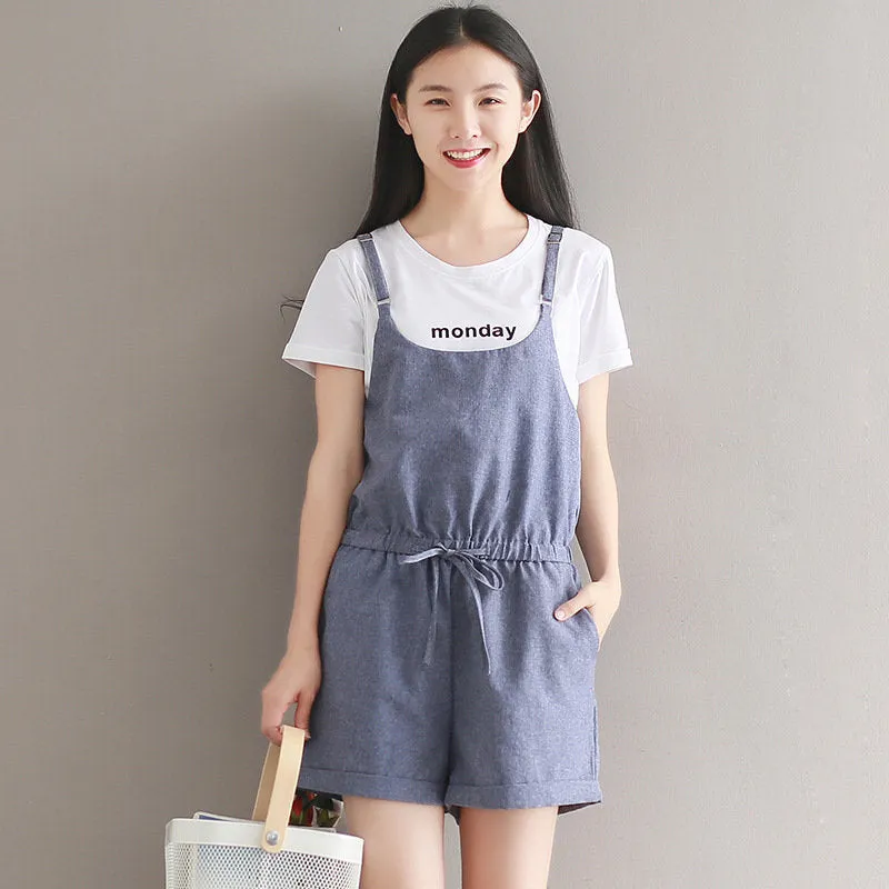 Womens Loose Fitting Minimalist Elegant Overalls With Pocket - Short Pants - Womans Casual Loose Overalls - Overalls For Women