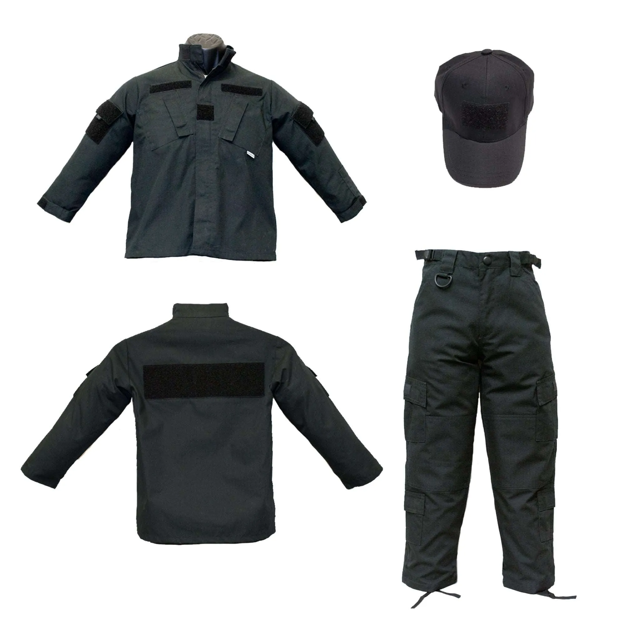 Youth Black Tactical POLICE Uniform  8 PC Combo